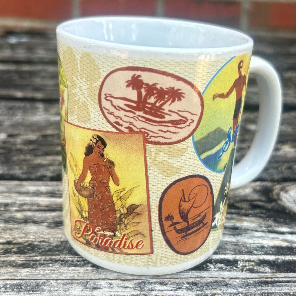 Vintage 2015 Hawai'i ABC Stores Hawaiian Themed Ceramic Coffee Mug E3
